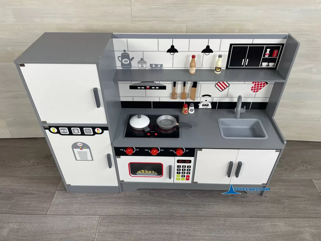 cocina de juguete completa gris blanca