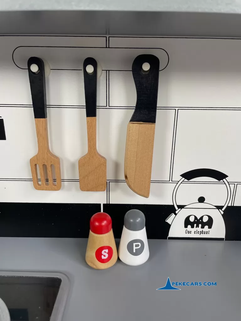 cocina de juguete completa gris blanca