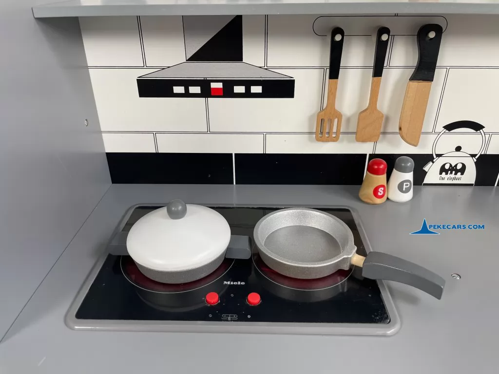 cocina de juguete completa gris blanca