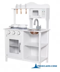 Cocina de Madera Infantil Pequeña Blanca con Horno y Microondas
