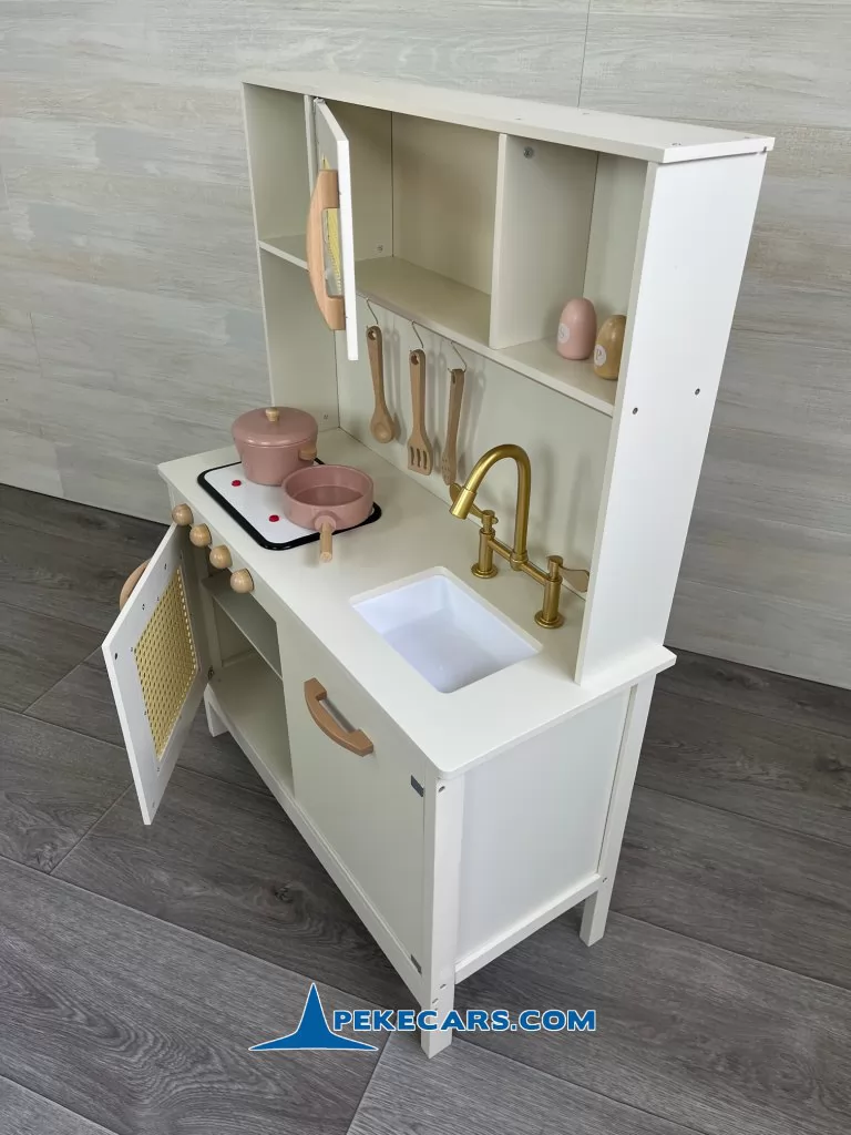 cocina de juguete de madera vintage blanca