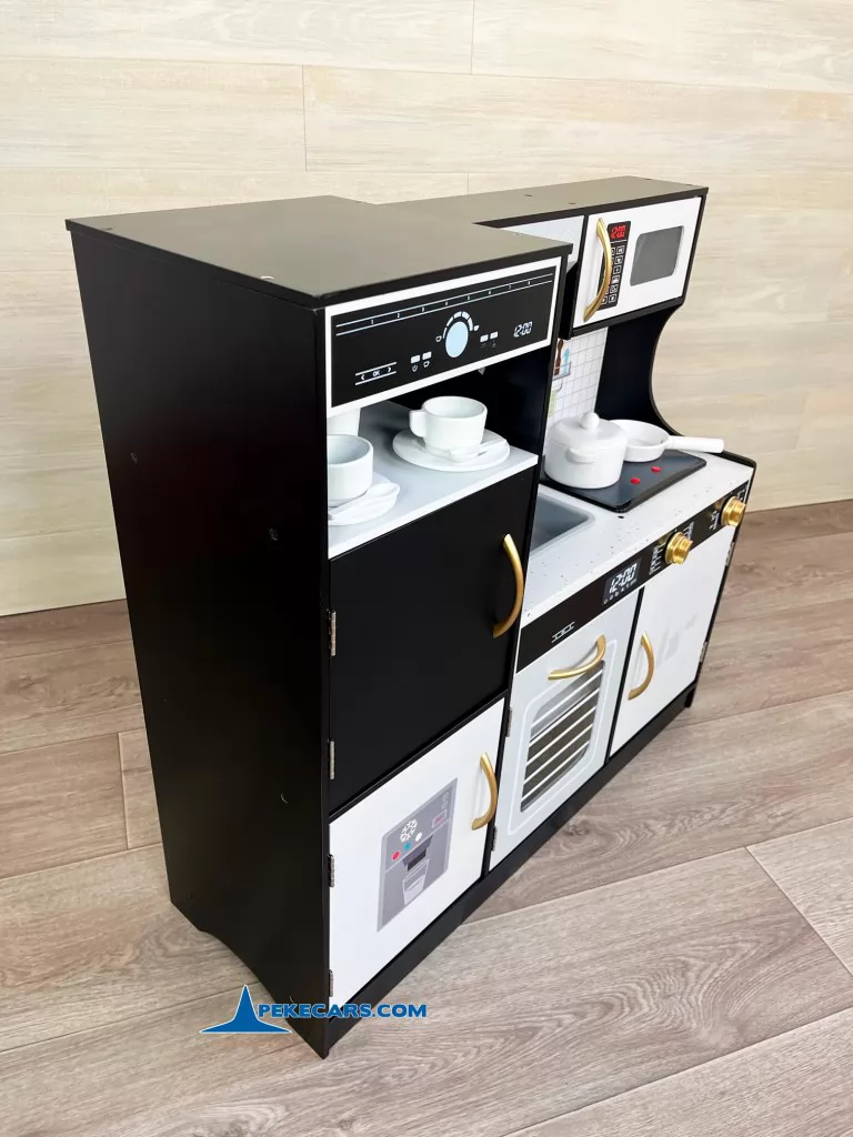 cocina de juguete para niñas cafetera negra accesorios vista lateral