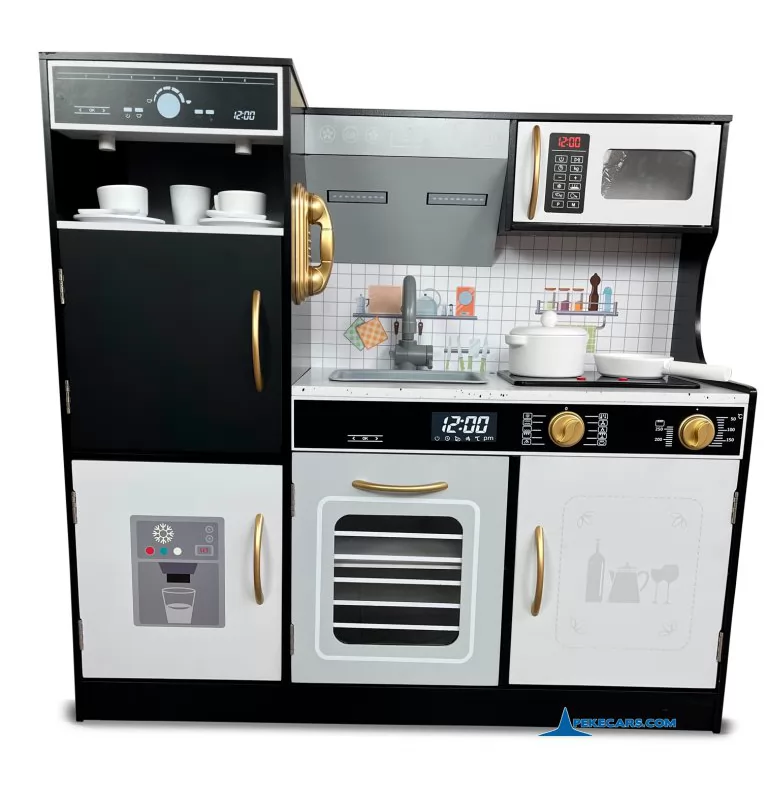 Cocina de Madera Infantil con Nevera, Cafetera y Microondas color Grafito