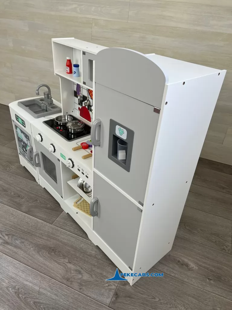 cocina de juguete gris blanca