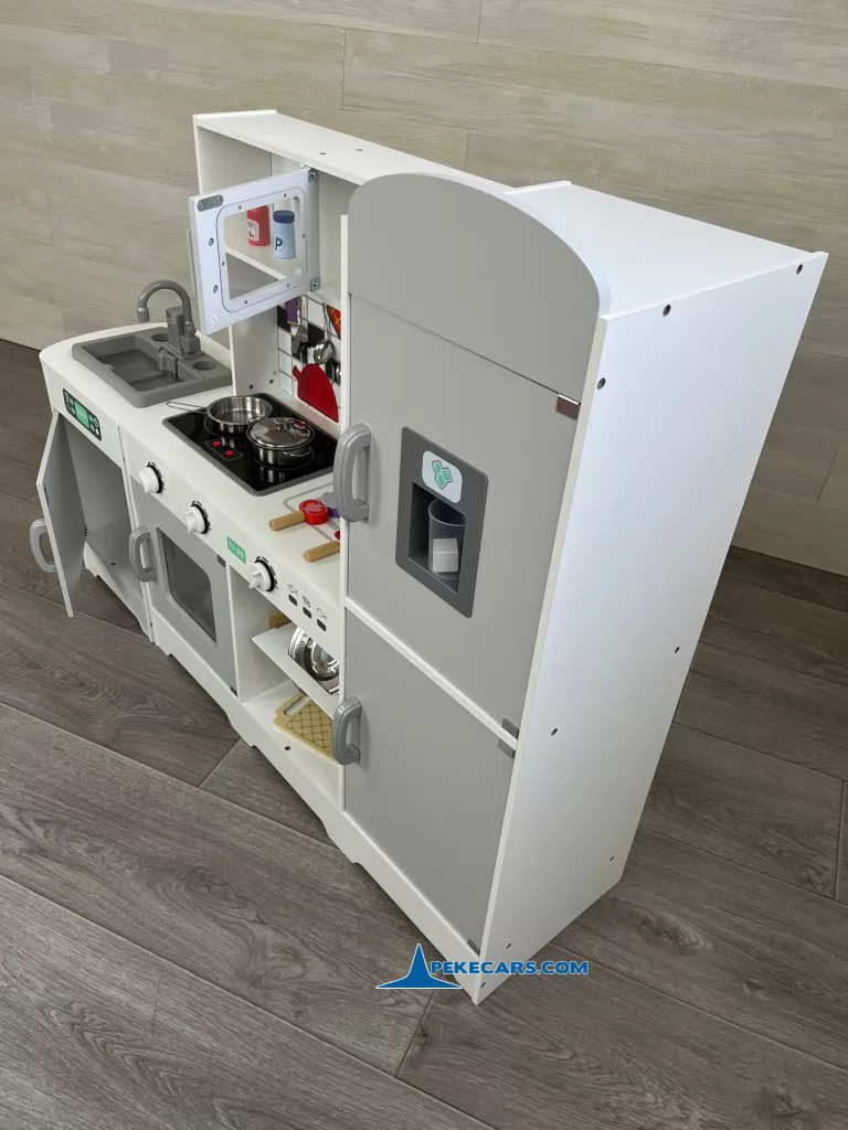 cocina de juguete gris blanca