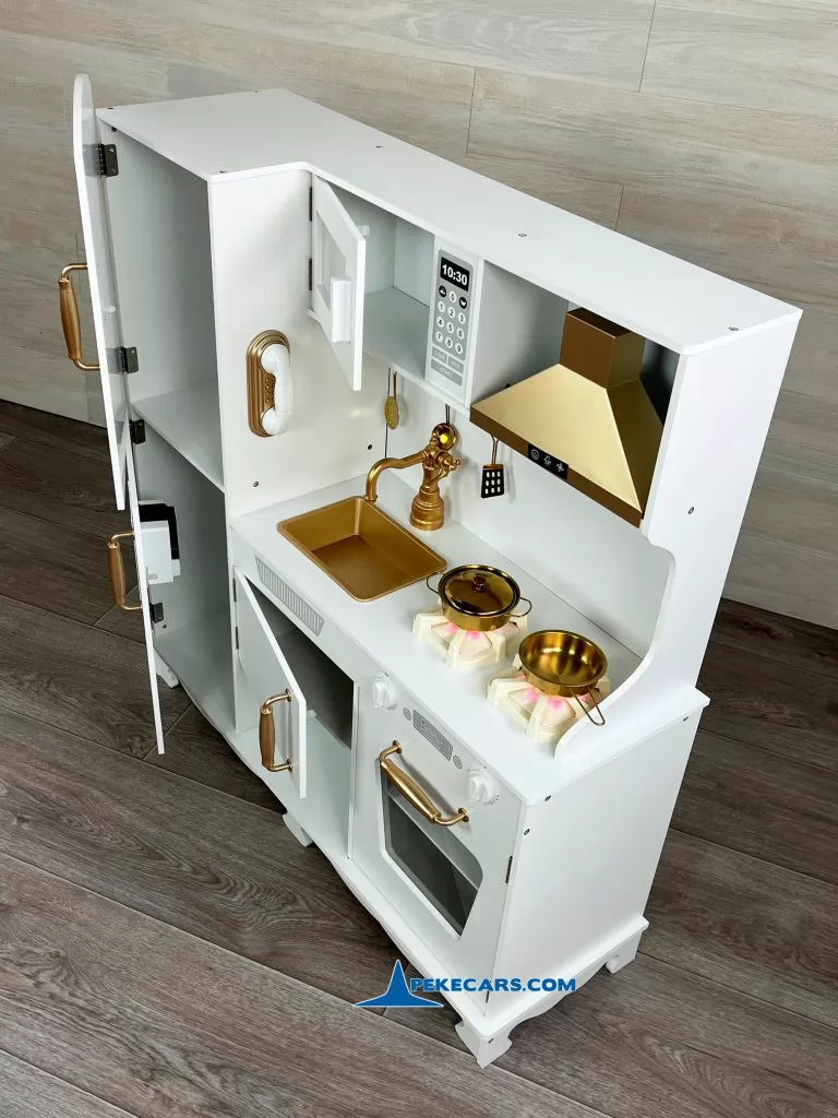 cocina de madera de juguete retro blanca detalle izquierda