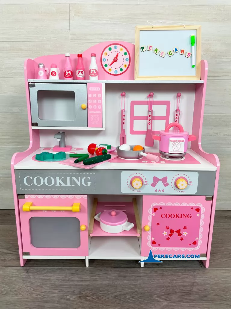 cocina de juguete rosa vista detalle