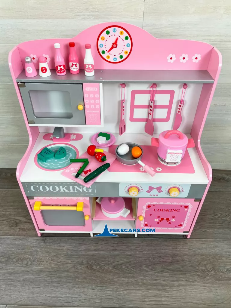 cocina de juguete para niñas rosa vista detalle arriba