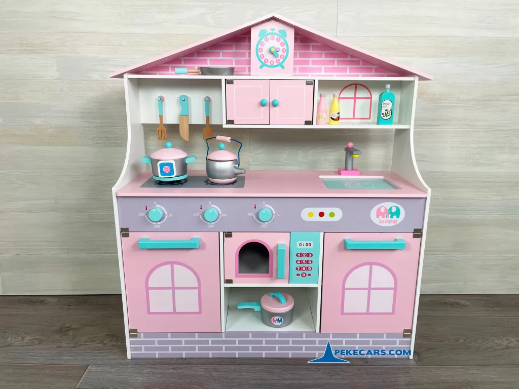 cocina de juguete rosa pastel accesorio frontal