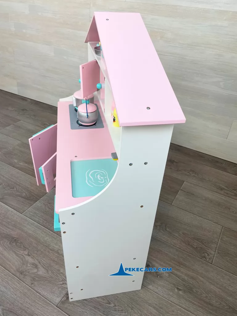 cocina de madera de juguete rosa pastel accesorio izquierda puertas