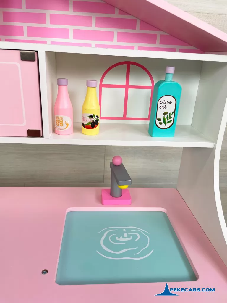 cocina de juguete para niños rosa pastel accesorio detalles