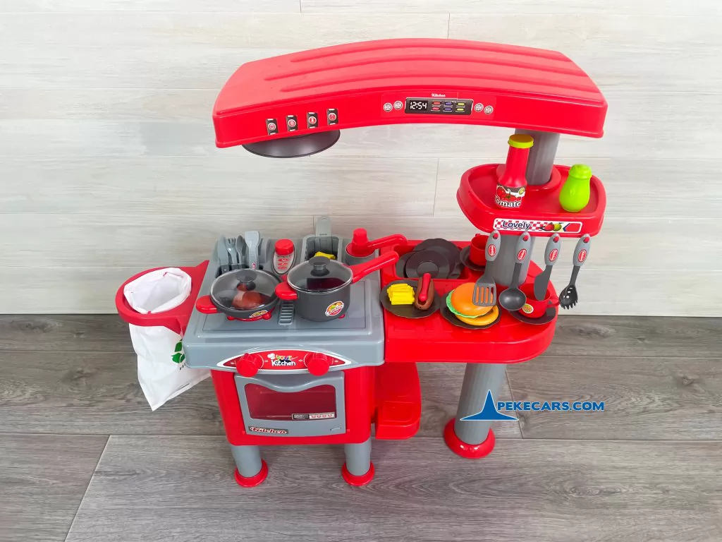 cocina de madera juguete set plastico vista detalle arriba