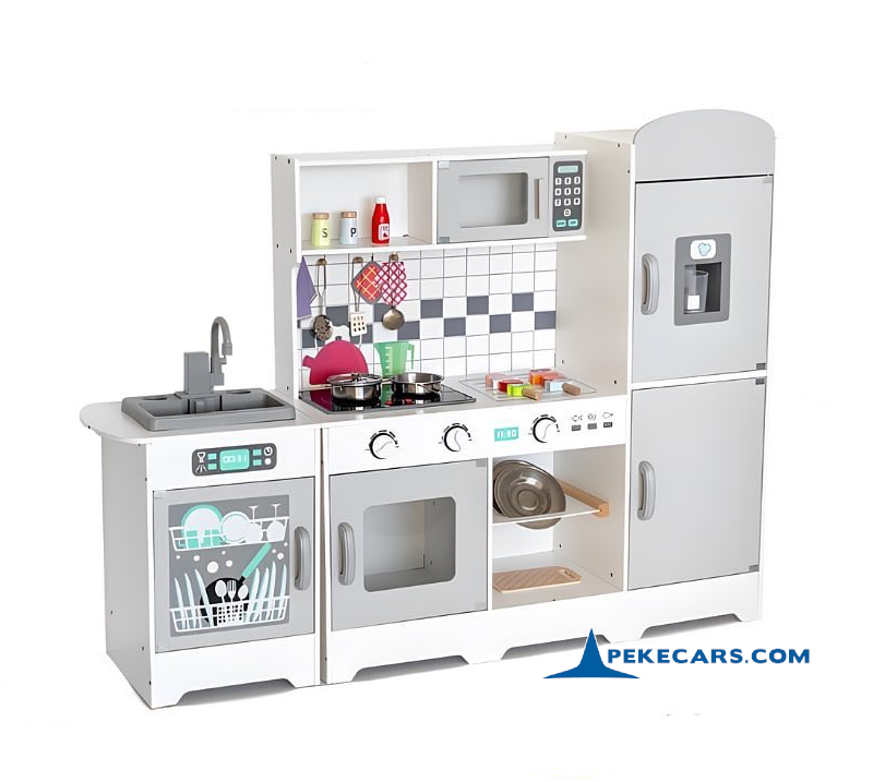 Cocina Infantil completa de Madera Blanca y Gris