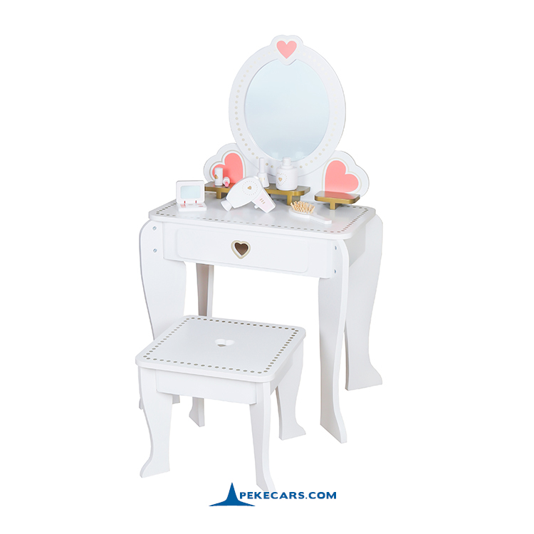 Mesa Tocador Infantil de Color Blanco con 5 Accesorios