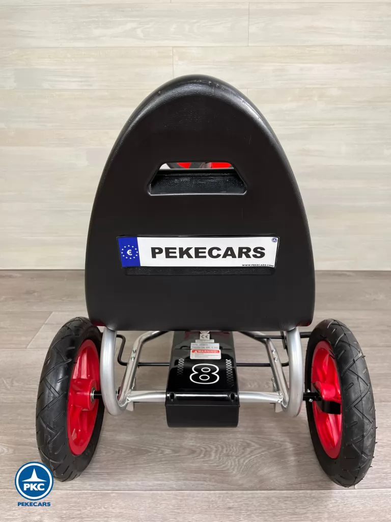 Kart a pedales deportivo rojo parte trasera