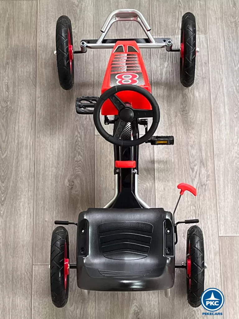 Kart a pedales deportivo rojo desde arriba