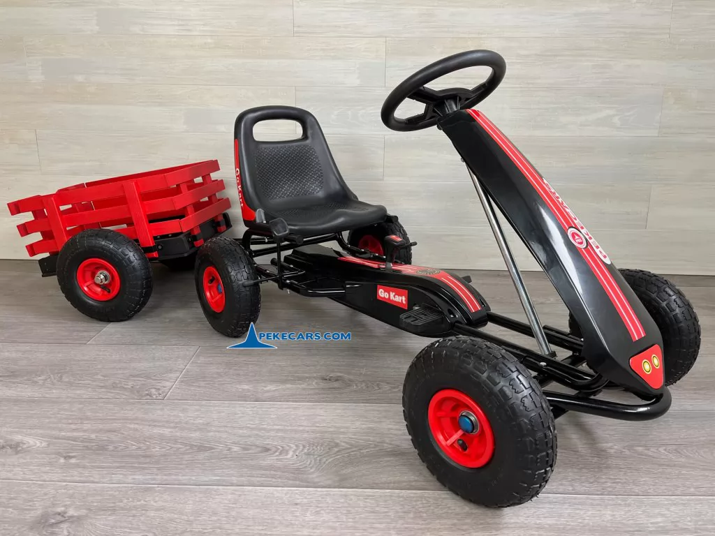 Kart de pedales GC001 negro con remolque
