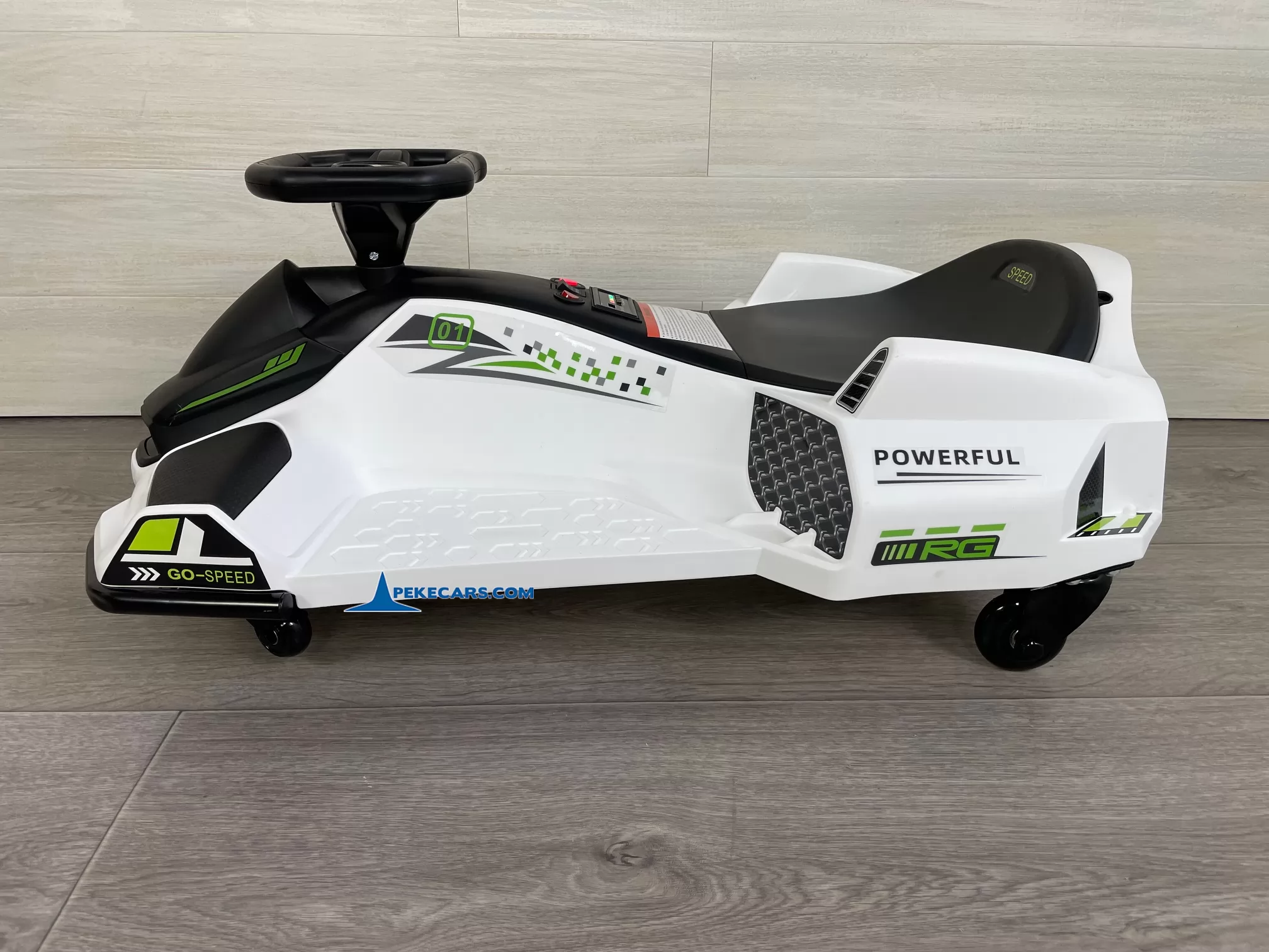 Drift Kart de derrapes GO-SPEED 24V Blanco lateral