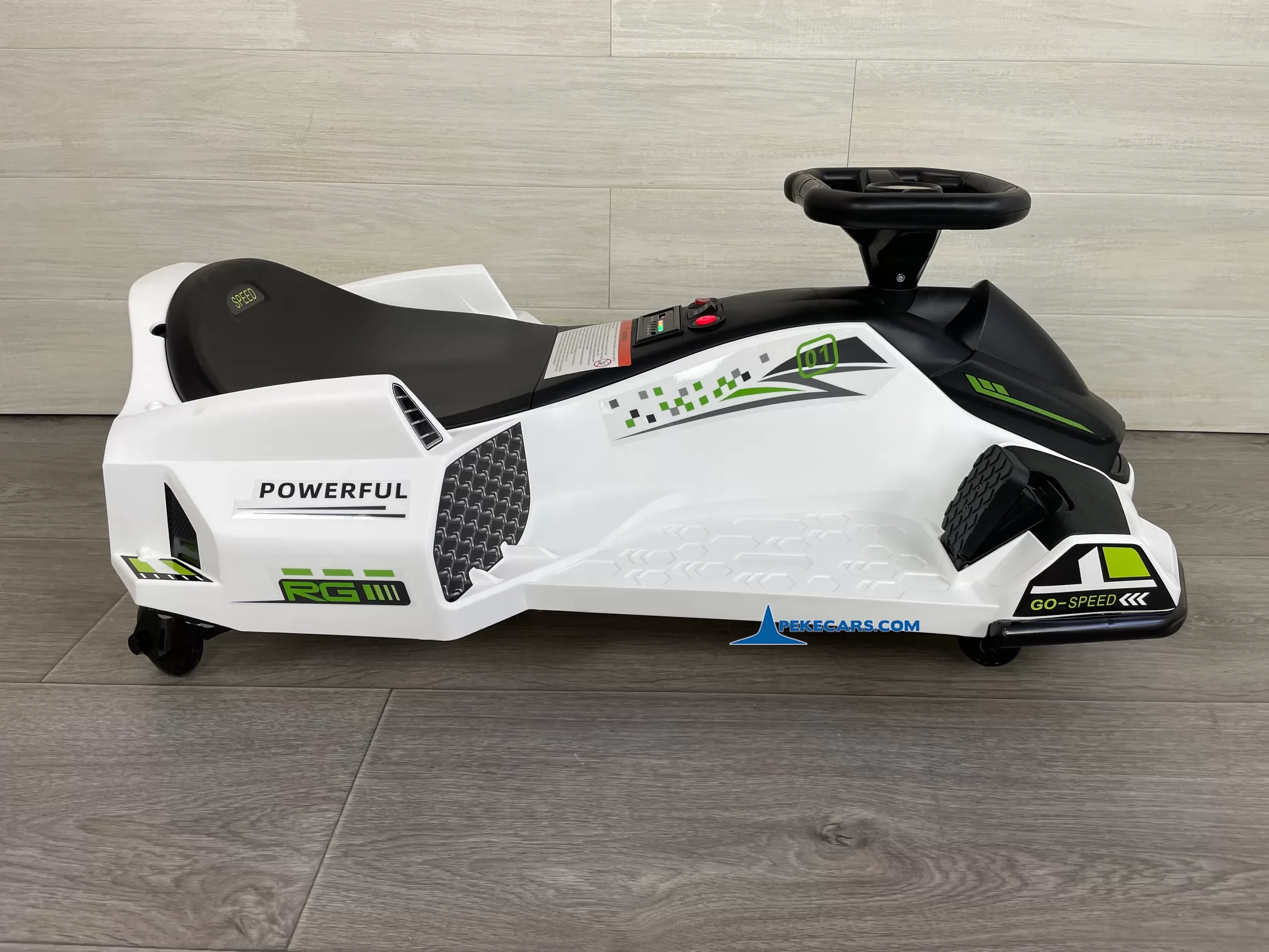 Drift Kart de derrapes GO-SPEED 24V Blanco lado izquierdo