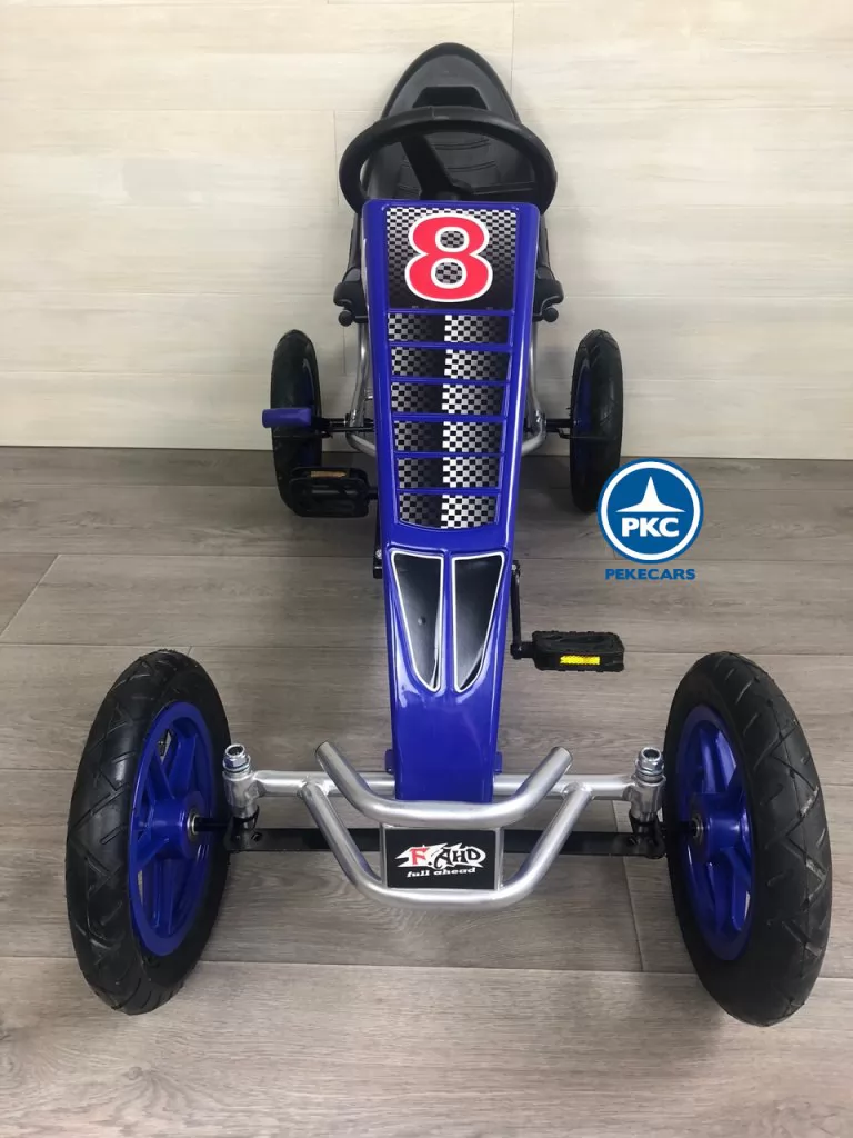 Kart a pedales deportivo azul frontal