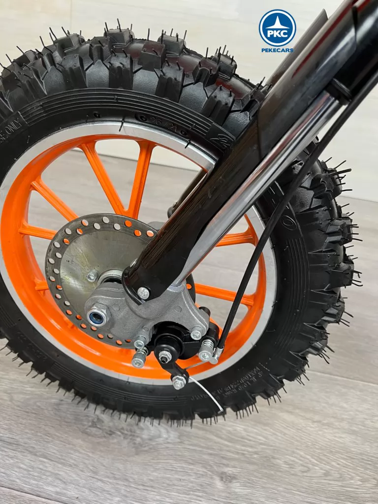 Moto electrica para niños Dirk 36V 800W Naranja rueda delantera