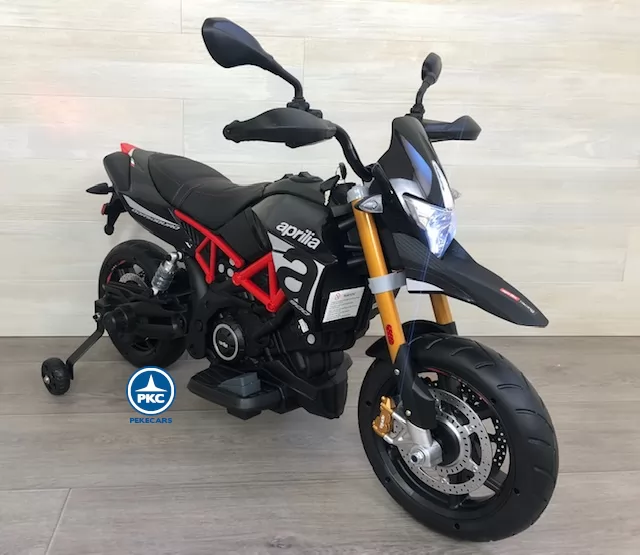 Moto aprilia dorsoduro 12v negra para niños