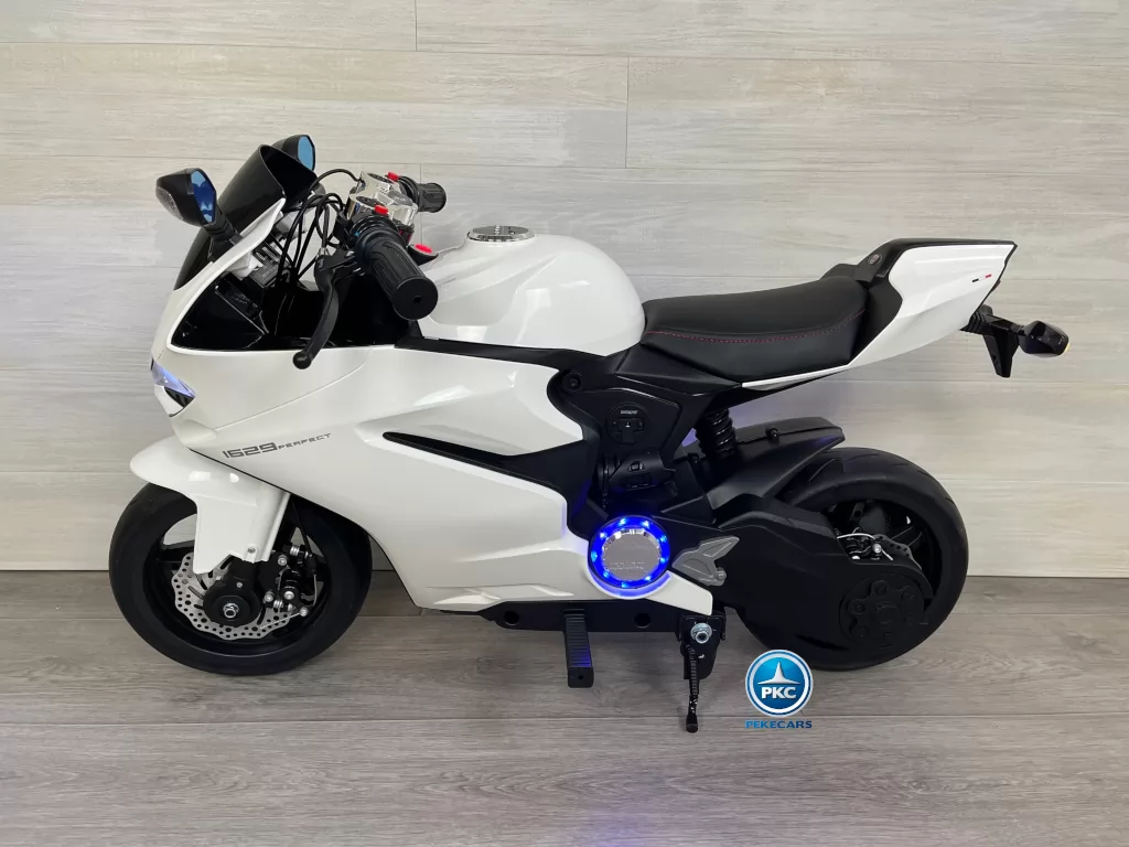 Moto de carreras estilo Ducati 24V Blanca lateral