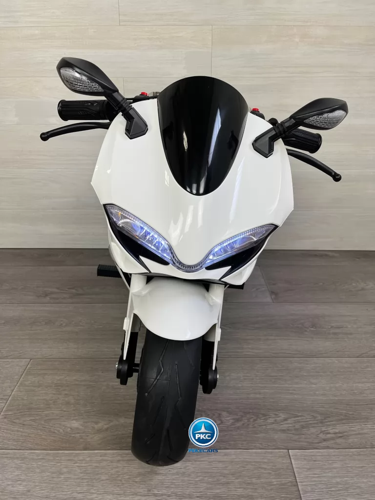 Moto de carreras estilo Ducati 24V Blanca frontal