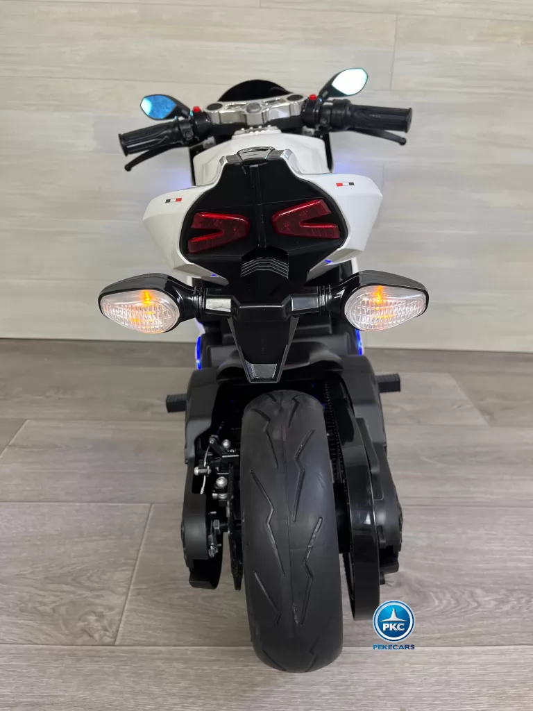 Moto de carreras estilo Ducati 24V Blanca trasera