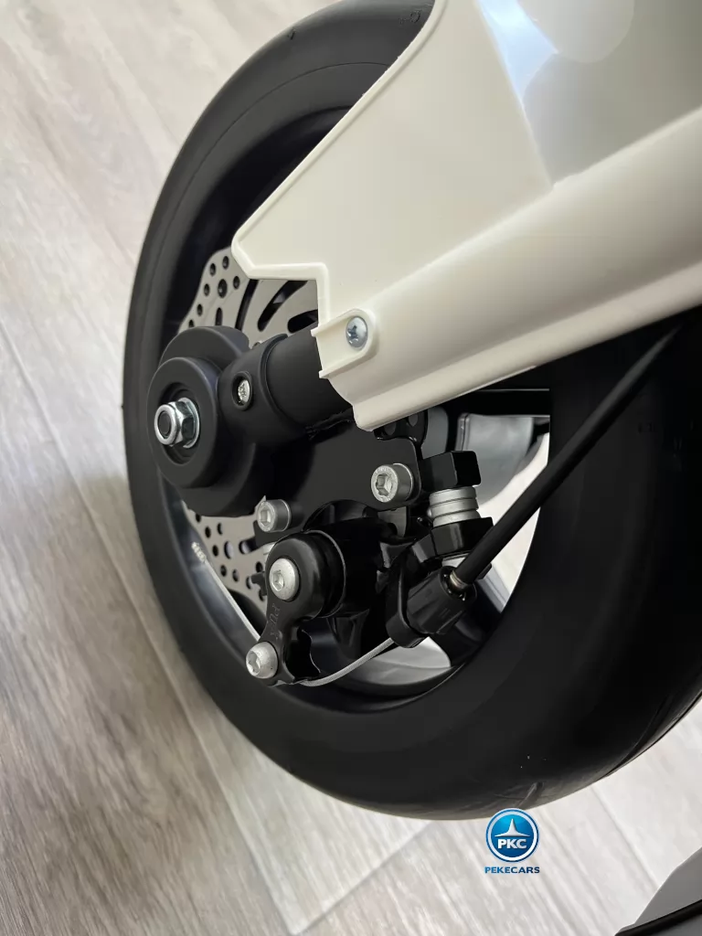 Moto de carreras estilo Ducati 24V Blanca freno de disco