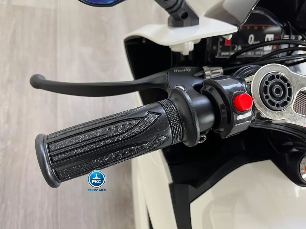Moto de carreras estilo Ducati 24V Blanca manillar