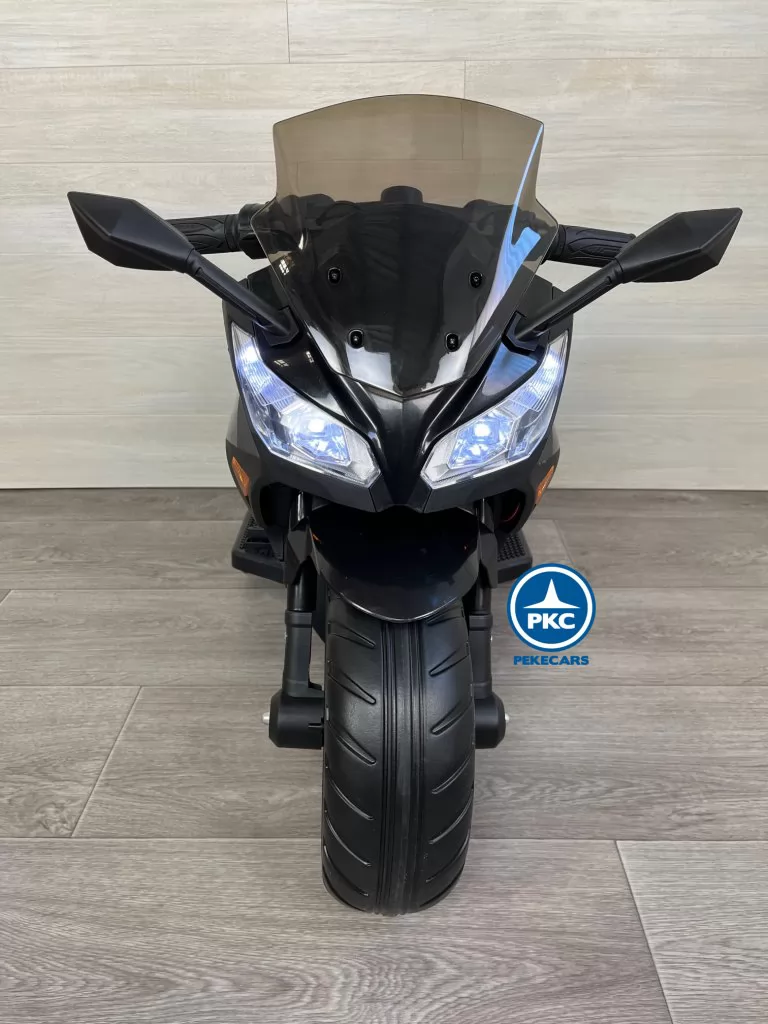 Moto de carreras negra special edition frontal