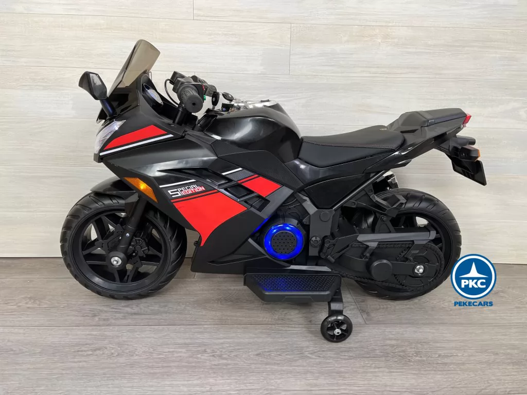 Moto eléctrica para niños negra special edition lateral