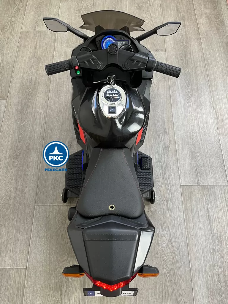 Moto de carreras negra special edition vista superior