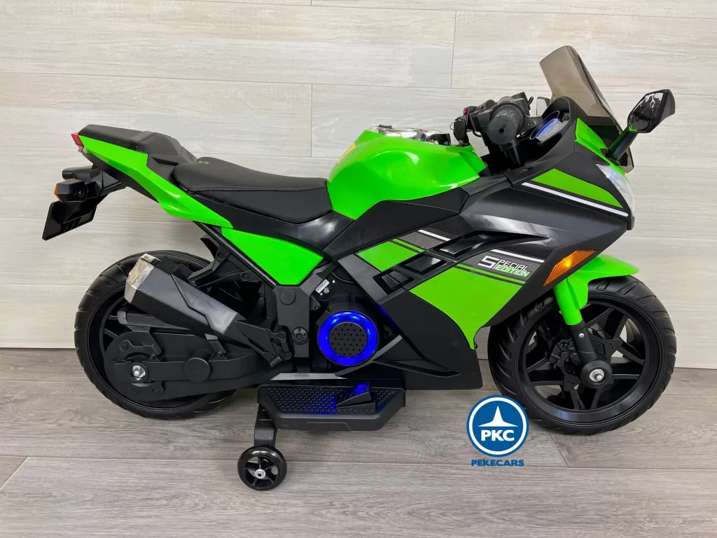 Moto infantil batería verde special edition lateral