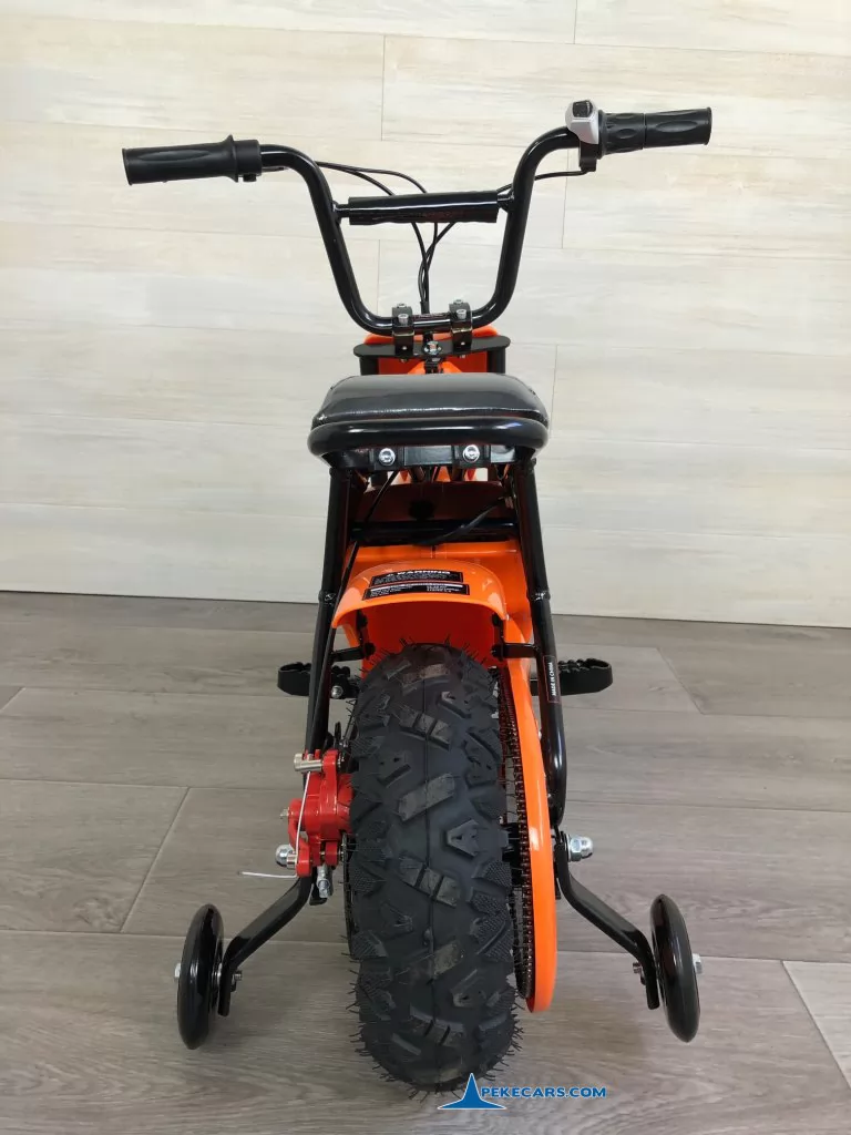 Moto eléctrica para niños Pekecars 24V 250W Naranja parte trasera