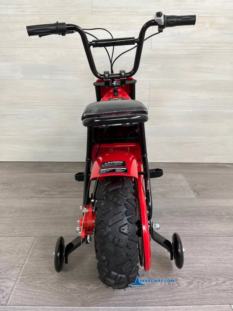 Moto eléctrica para niños Pekecars 24V 250W Roja parte trasera