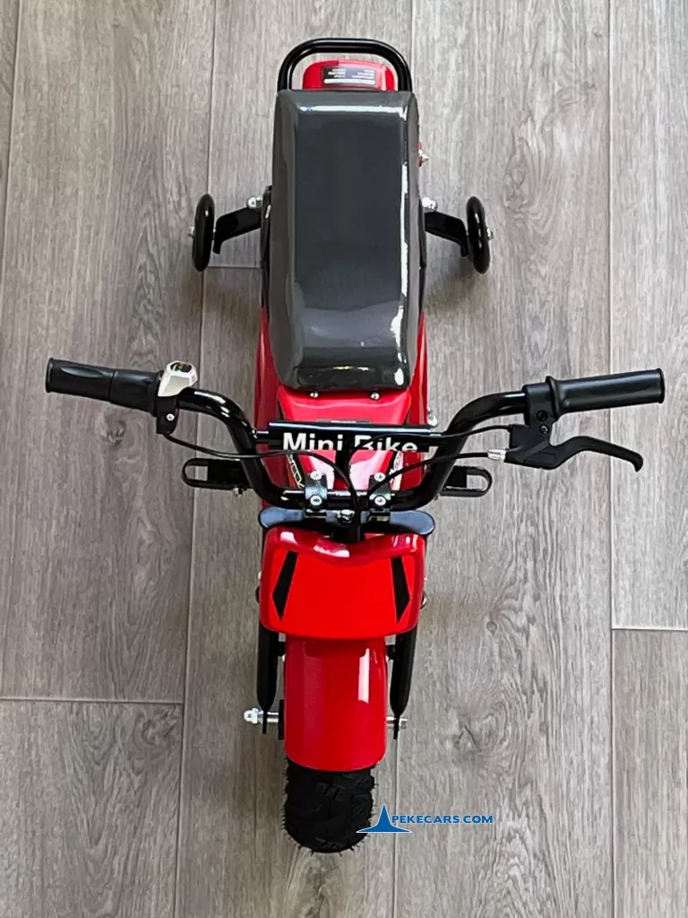 Moto eléctrica para niños Pekecars 24V 250W Roja vista aérea