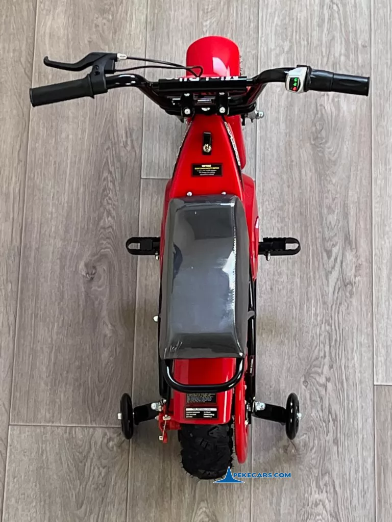Moto eléctrica para niños Pekecars 24V 250W Roja desde arriba