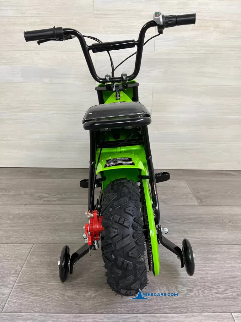 Moto eléctrica para niños Pekecars 24V 250W Verde parte trasera