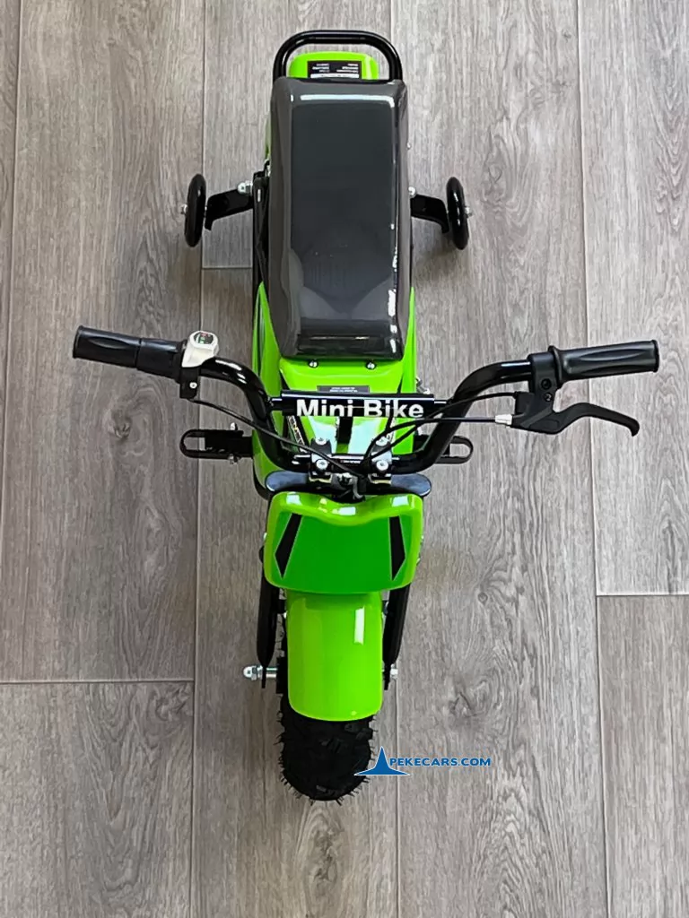 Moto eléctrica para niños Pekecars 24V 250W Verde vista aérea