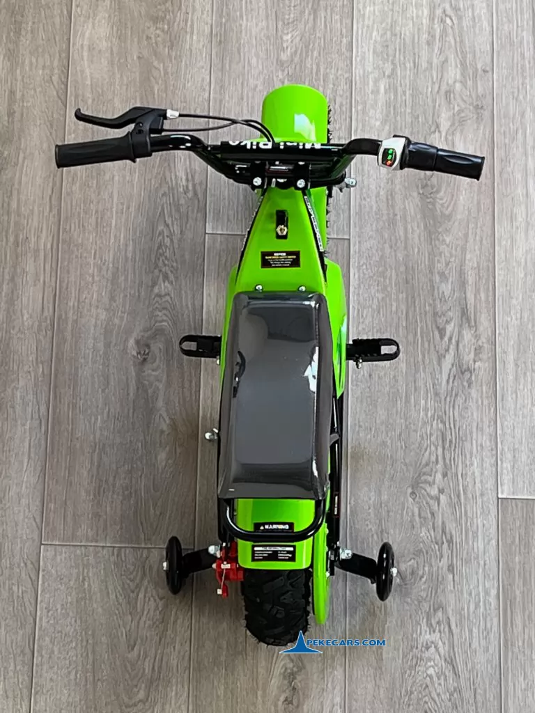 Moto eléctrica para niños Pekecars 24V 250W Verde desde arriba