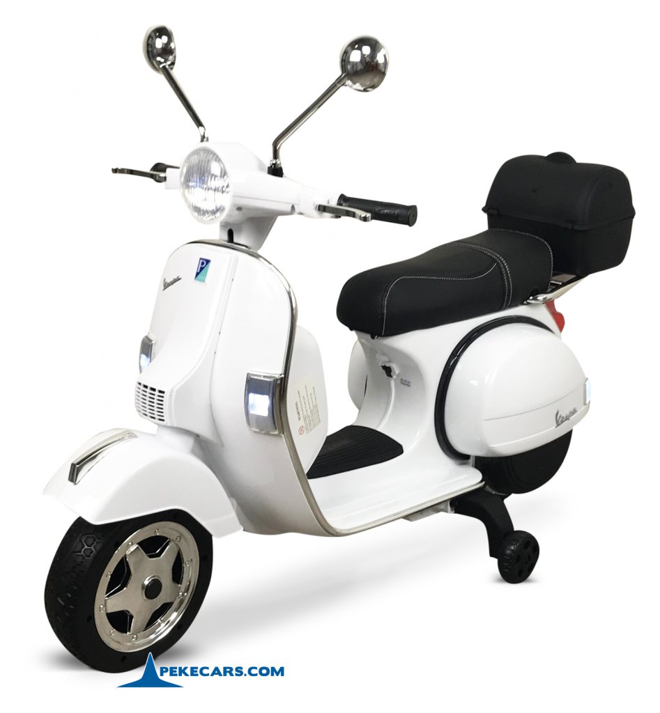 Moto electrica para niños Vespa Clasica Piaggio 12V Blanca vista principal