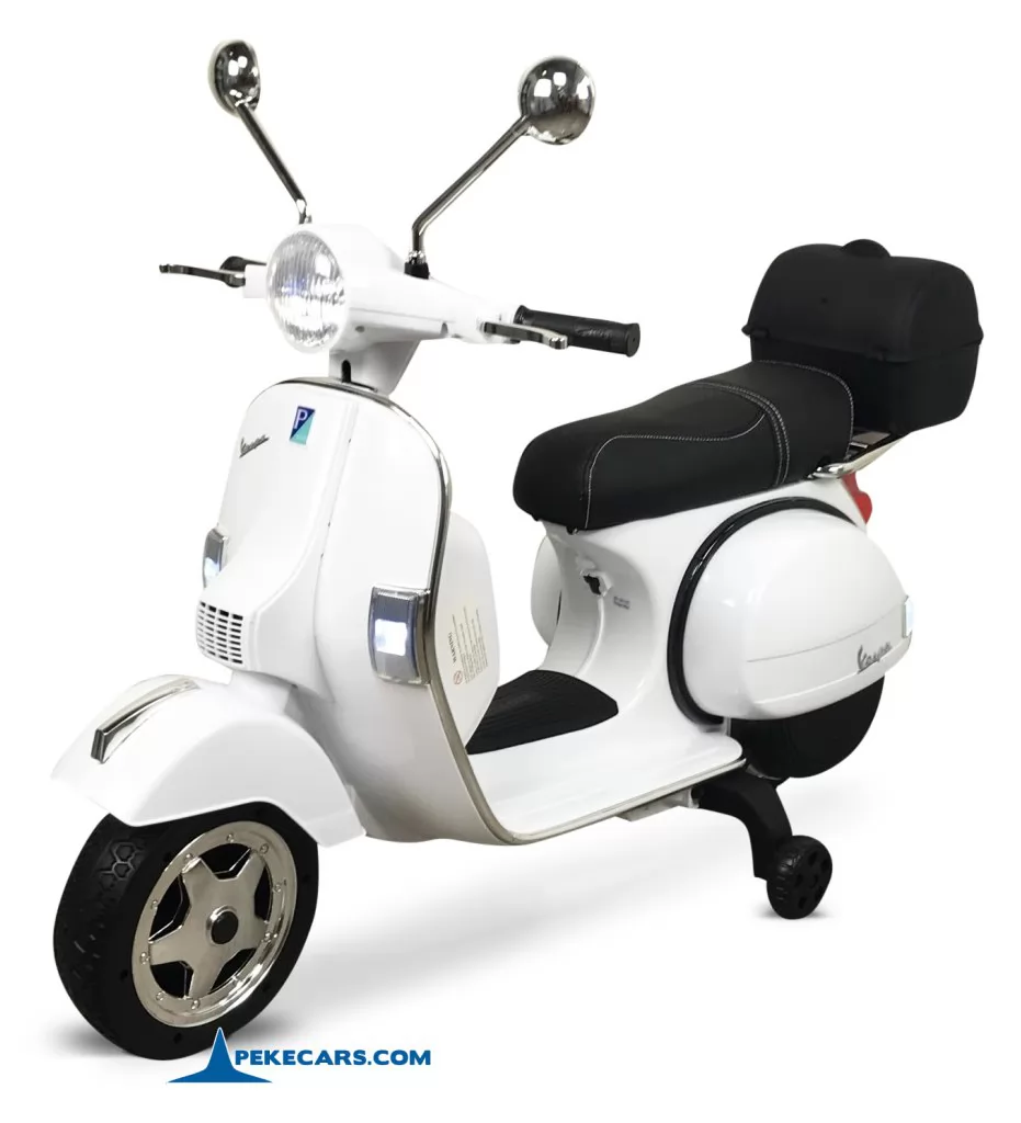 Moto electrica para niños Vespa Clasica Piaggio 12V Blanca vista principal