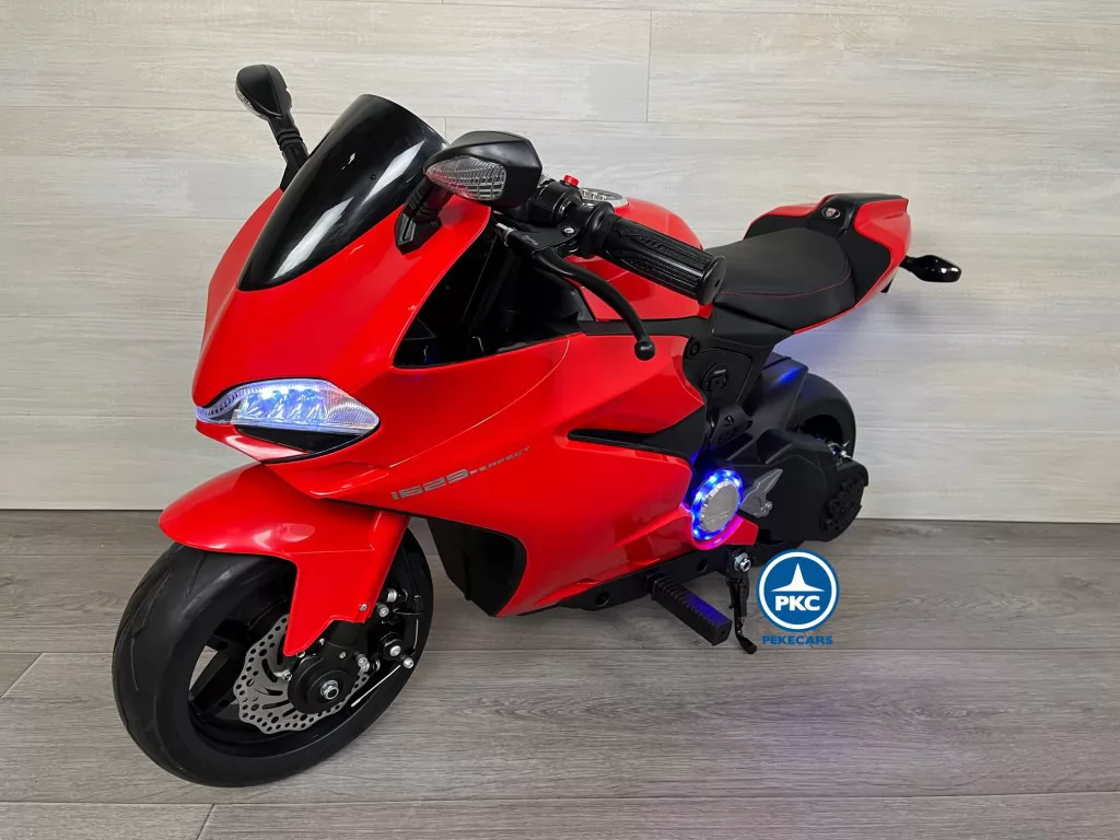 Moto de carreras estilo Ducati 24V Roja perspectiva