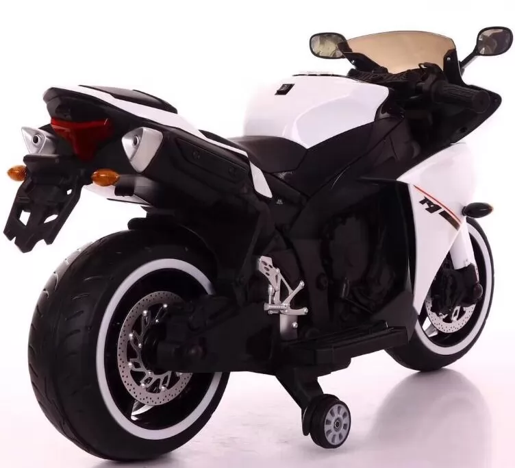 Moto eléctrica R1 Blanca - vista trasera