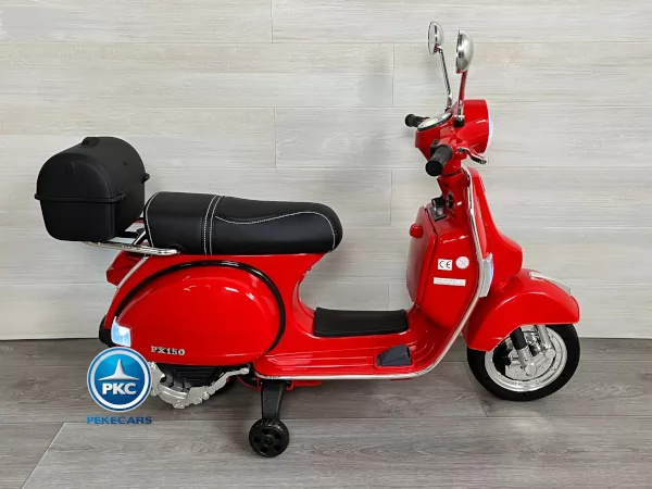 Moto electrica para niños Vespa Clasica Piaggio 12V Roja vista lateral