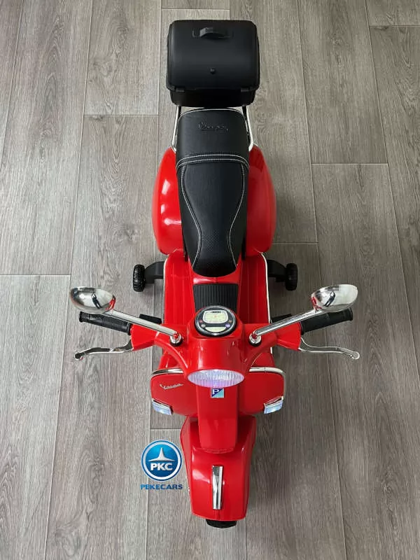 Moto electrica para niños Vespa Clasica Piaggio 12V Roja vista desde arriba