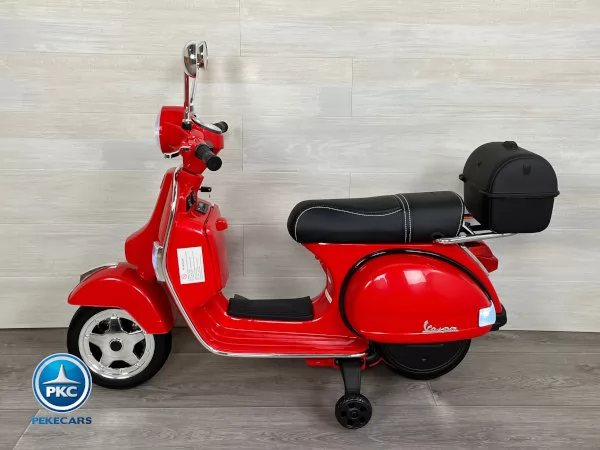 Moto electrica para niños Vespa Clasica Piaggio 12V Roja vista lateral
