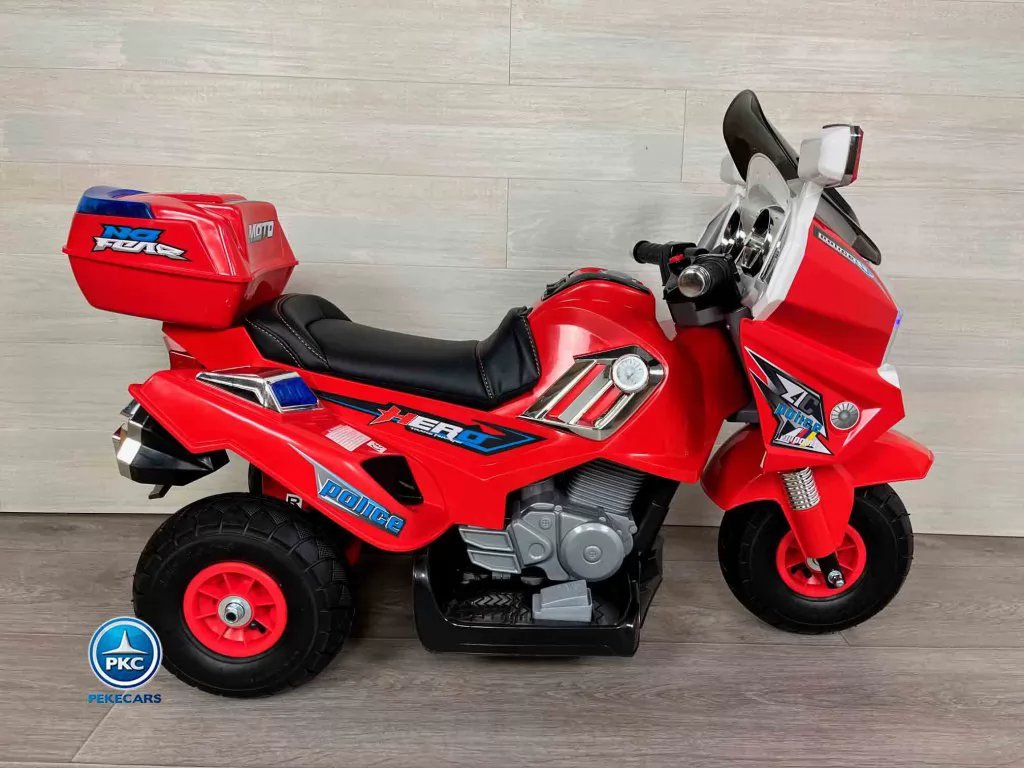 Moto electrica infantil de policia 12V Roja vista lateral
